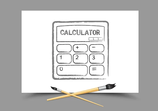 Calculadora de dibujo sobre papel blanco — Archivo Imágenes Vectoriales