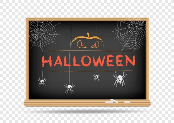 Quadro negro Halloween aranha abóbora — Vetor de Stock