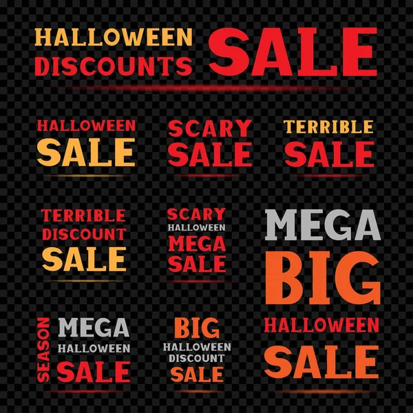 Halloween venta mensaje oscuro conjunto — Vector de stock