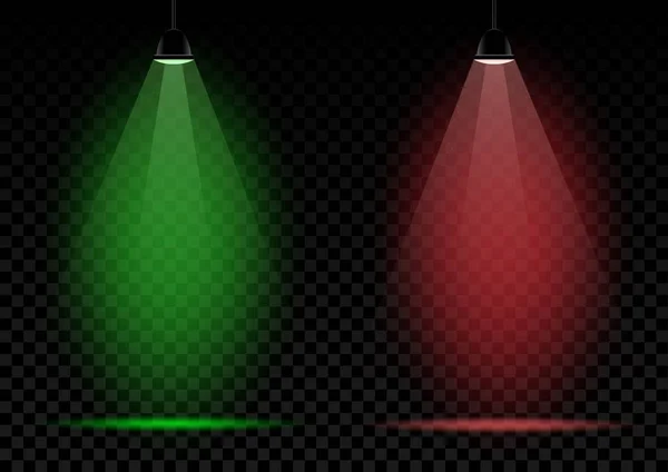 네온 램프 녹색 및 빨간색 표시등 — 스톡 벡터