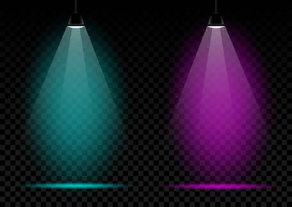 Lámparas de neón luces fondo transparente — Vector de stock