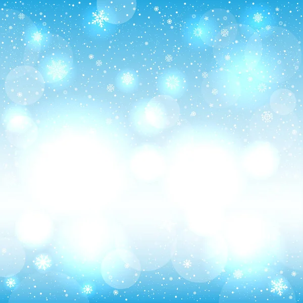 Zářící sněhu světle modré bokeh — Stockový vektor