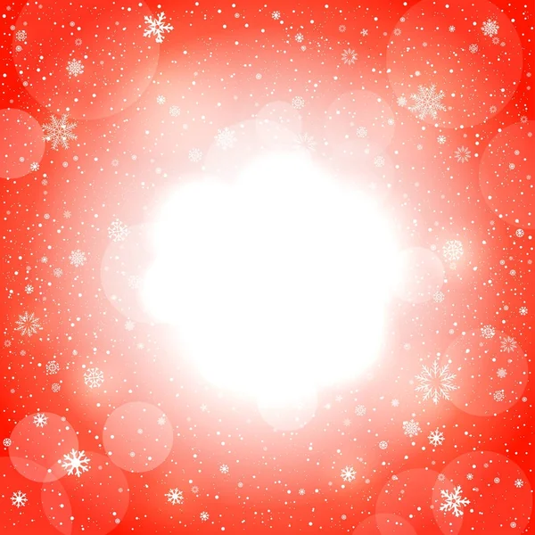 Brillante círculo de nieve rojo bokeh — Vector de stock