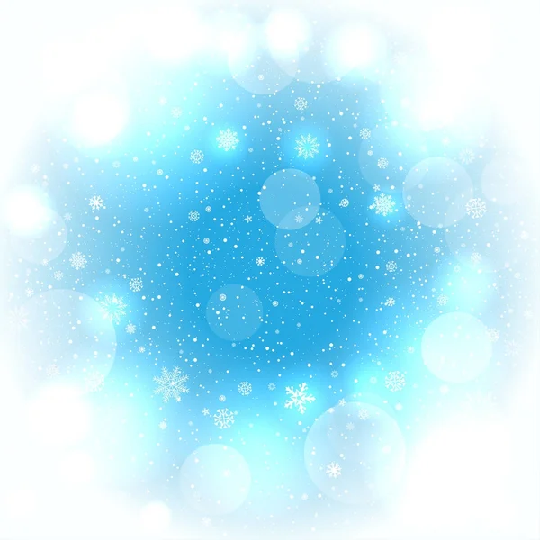 Glowing snow blue clouds bokeh — Stock Vector