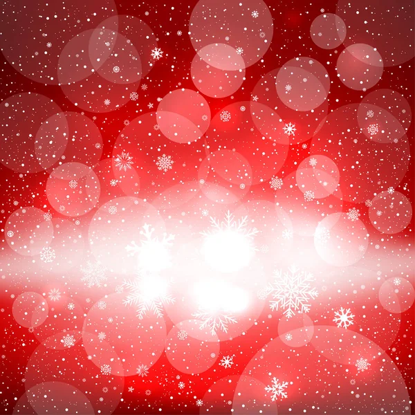 Rojo brillante Navidad nieve fondo — Vector de stock