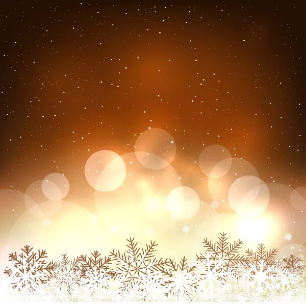 Golden glowing Christmas snow background — Stock Vector