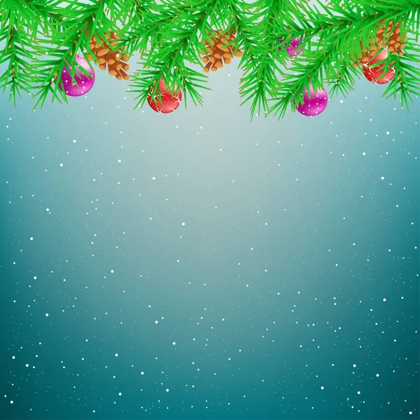 Kerstmis vuren blauwe winter achtergrond — Stockvector