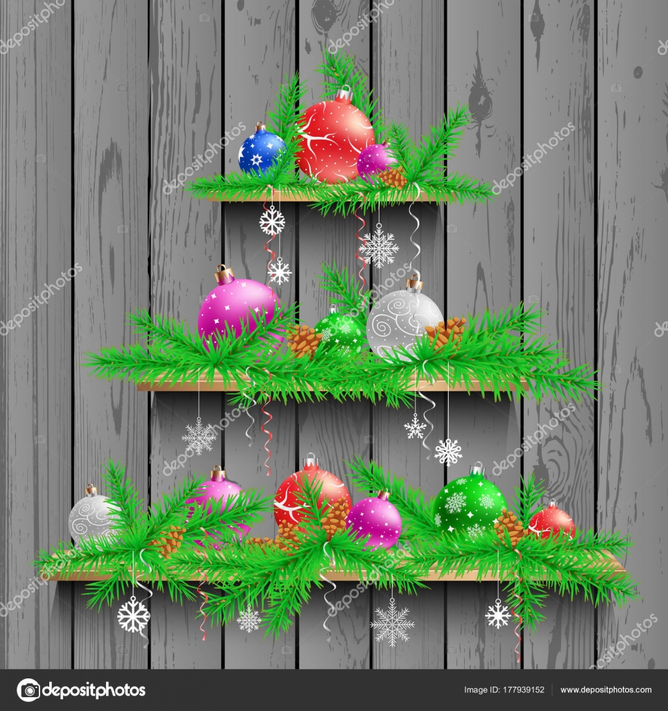 Albero di natale di tre ripiani in legno — vettoriali stock ... Albero di natale con mensole