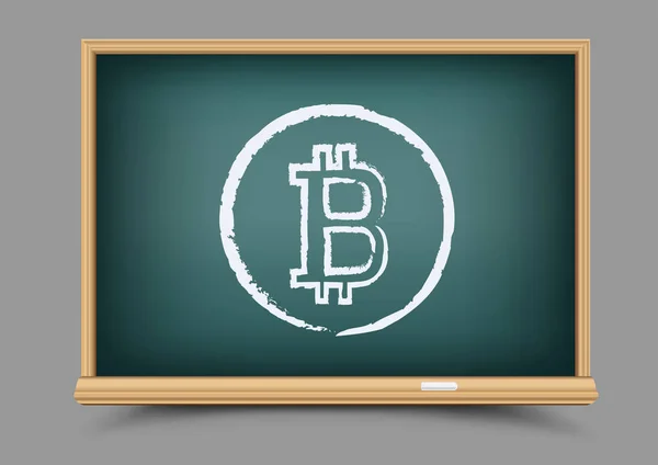 Dessin tableau noir école Bitcoin — Image vectorielle