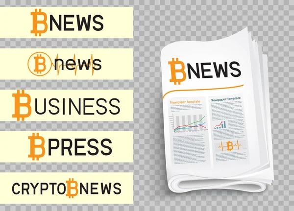 Bitcoin-News-Logo gesetzt — Stockvektor