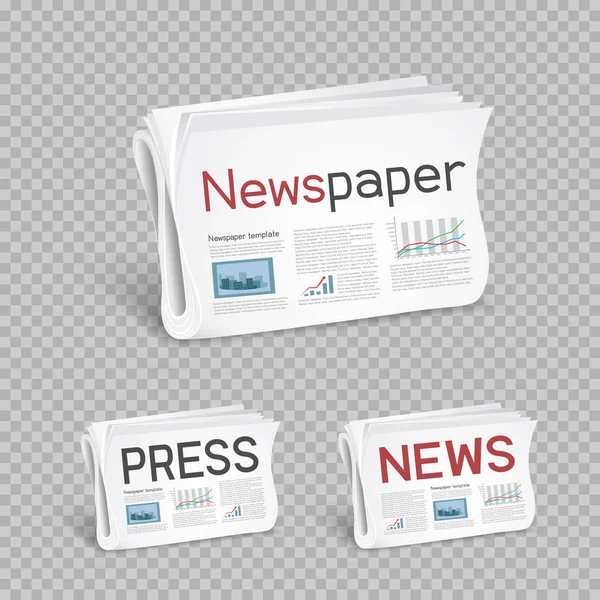 Newspapers set transparent background — Stock Vector