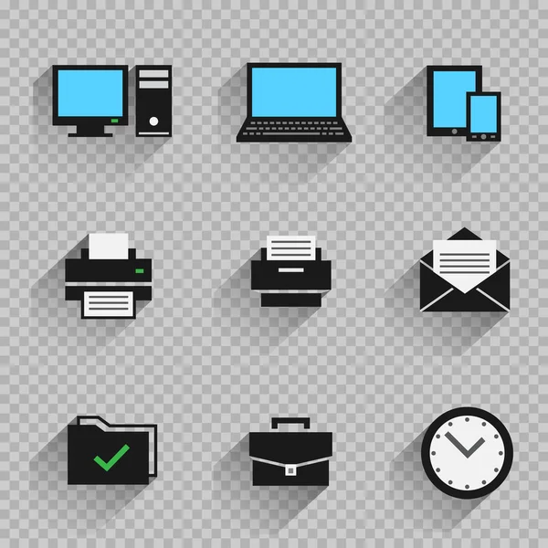 Büro flach Icon Set transparent — Stockvektor