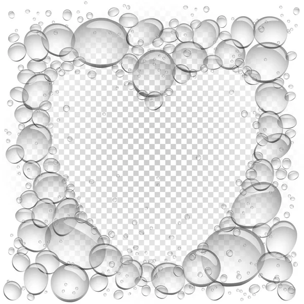 Burbujas de agua marco del corazón transparente — Vector de stock