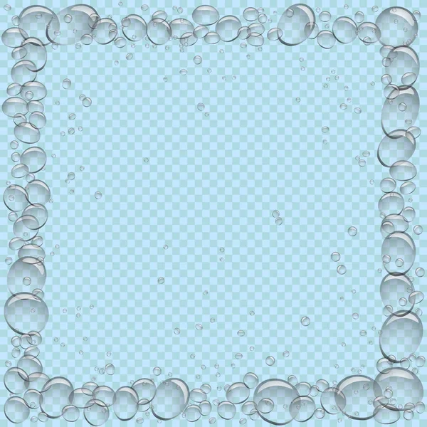 Water bubbels vierkante frame transparant — Stockvector