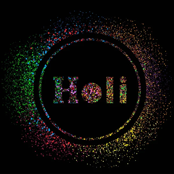 Χαρούμενο holi χρώματα μαύρο σκούρο κάρτα πρότυπο — Διανυσματικό Αρχείο