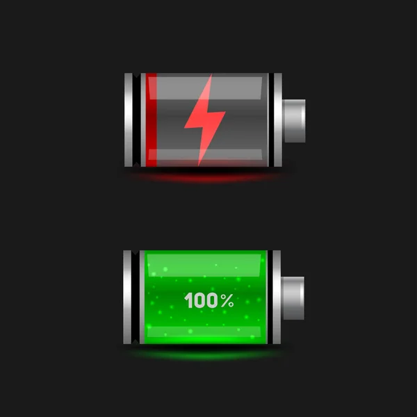 放电和充电电池图标 — 图库矢量图片
