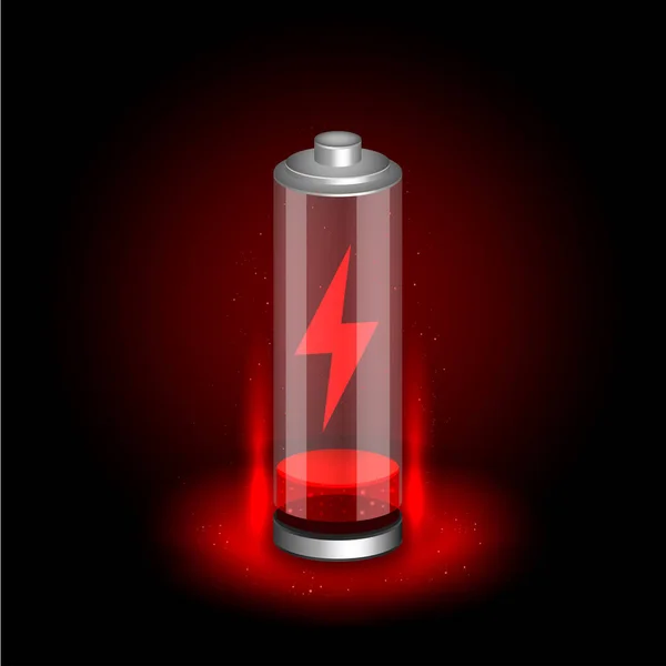 Batterie déchargée symbole fond noir — Image vectorielle