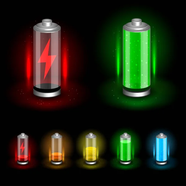 Icône de batterie sur fond sombre — Image vectorielle