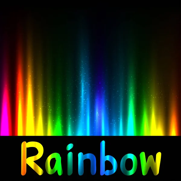 色の暗い背景上のテキスト虹 — ストックベクタ