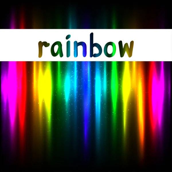 Text rainbow on color lights background — Stock Vector