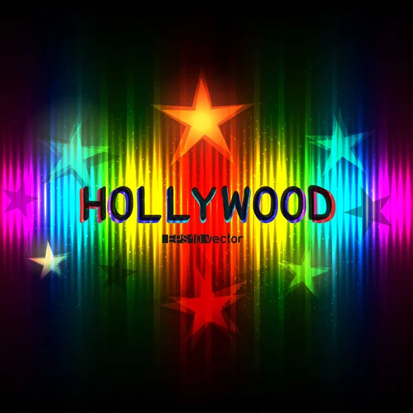 Hollywood rainbow proužkovaná barva s textem — Stockový vektor