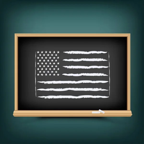 Bandeira dos EUA empate no quadro negro da escola — Vetor de Stock