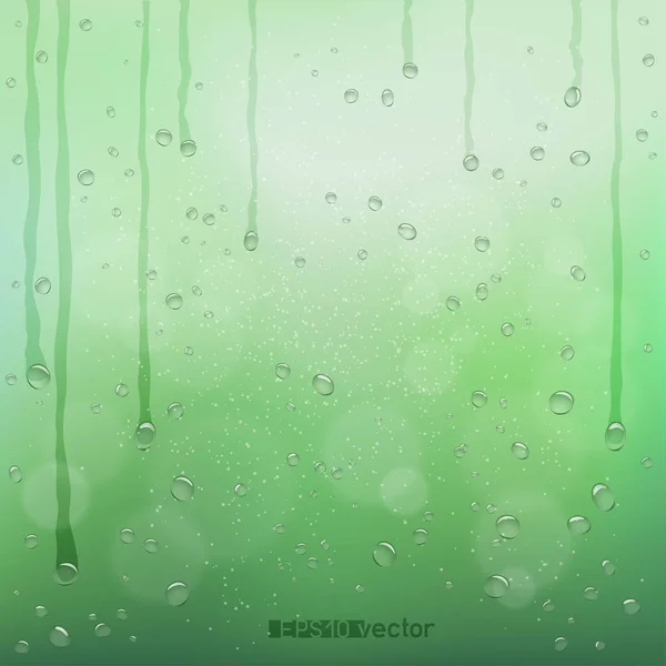 Fondo bokeh lluvia borrosa verde — Vector de stock