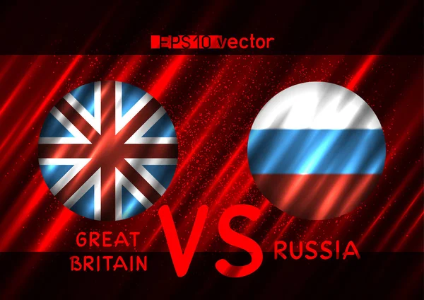 Grã-Bretanha VS Rússia bandeiras redondas — Vetor de Stock