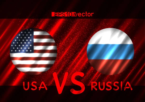 EUA VS Rússia bandeiras redondas — Vetor de Stock