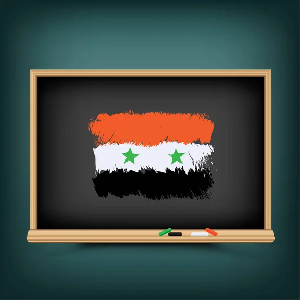 Síria bandeira desenhar no quadro-negro da escola — Vetor de Stock