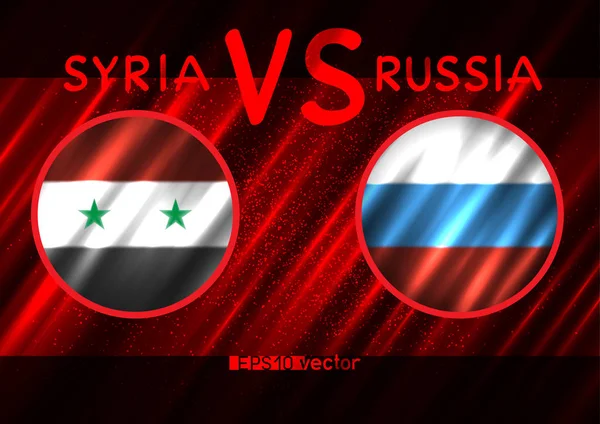 Síria contra Rússia bandeiras redondas — Vetor de Stock