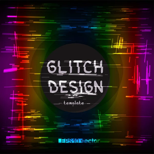 Rainbow glitch formgivningsmall cirkel — Stock vektor