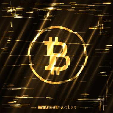 aksaklık bitcoin altın işareti parlayan ışık