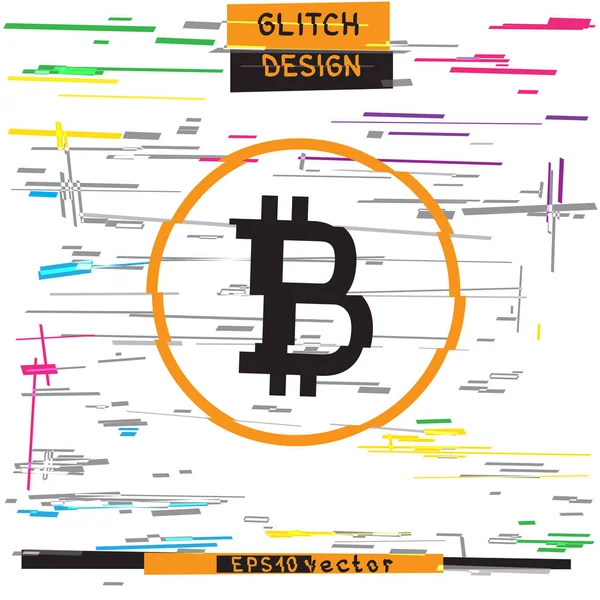 Bitcoin glitch design modèle coloré — Image vectorielle