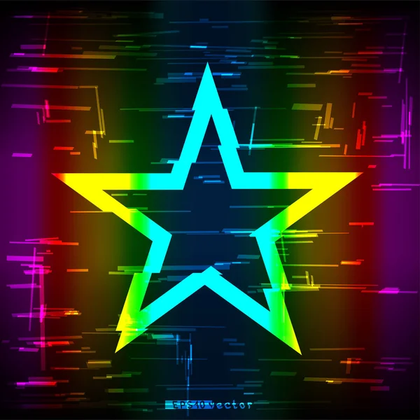 Glitch arco iris estrella forma plantilla — Vector de stock