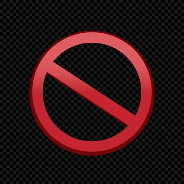 Verbotenes rotes Schild-Symbol auf schwarzem dunklem Grund — Stockvektor