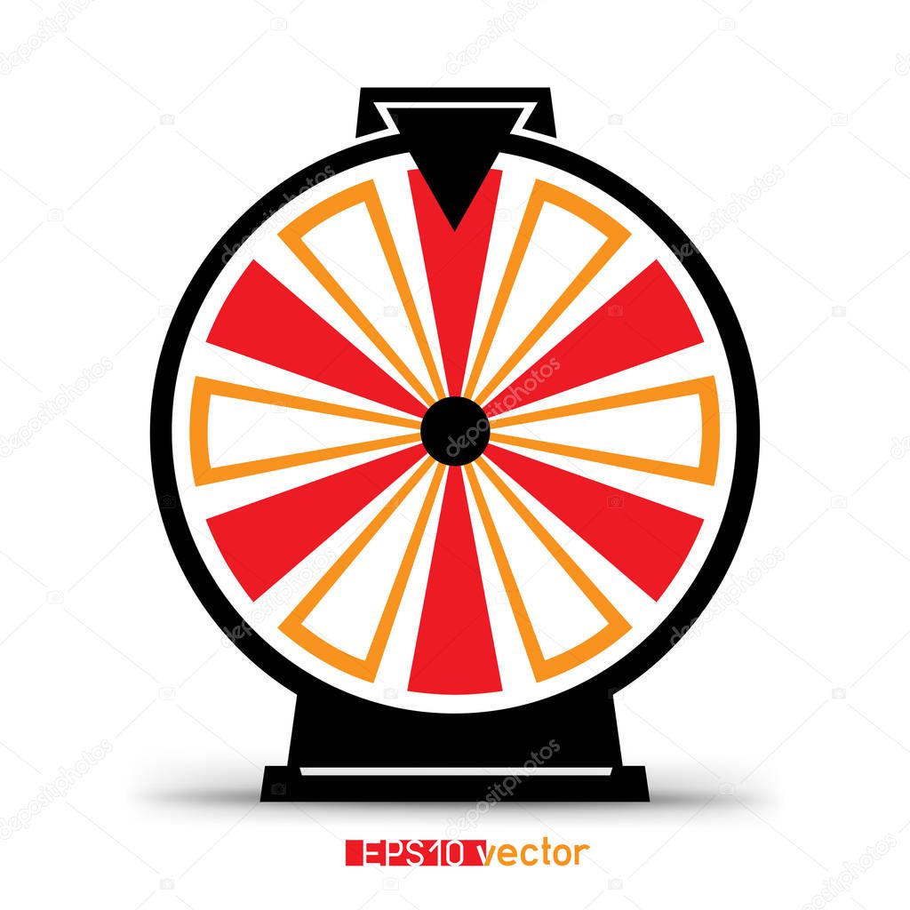 Fortune wheel lottery silhouette icon. Gamble jackpot prize spin object with shadow