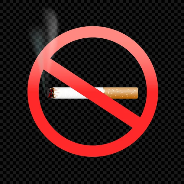 Sigaret verbieden teken symbool op zwart — Stockvector