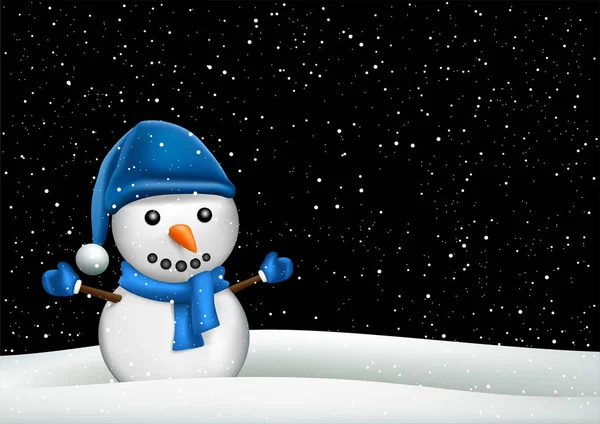 Muñeco de nieve en invierno snowdrift — Vector de stock