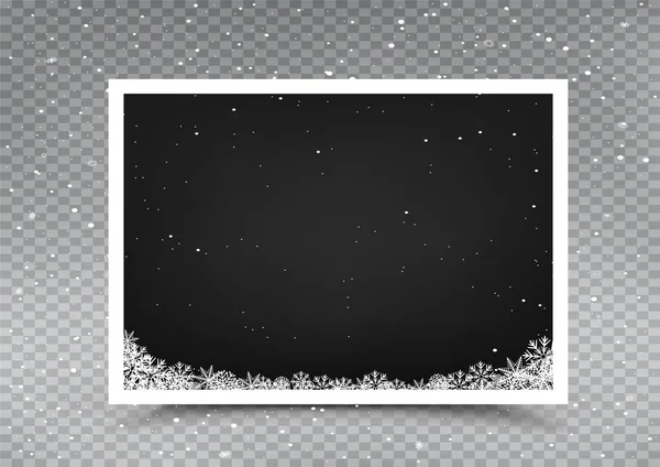 クリスマス雪のフォトフレームテンプレート — ストックベクタ