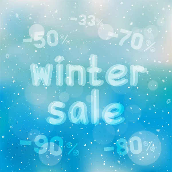 Vinterförsäljning rabatter och snö faller — Stock vektor