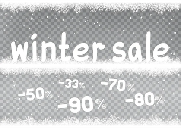 Winter sale with falling discounts symbols — ストックベクタ