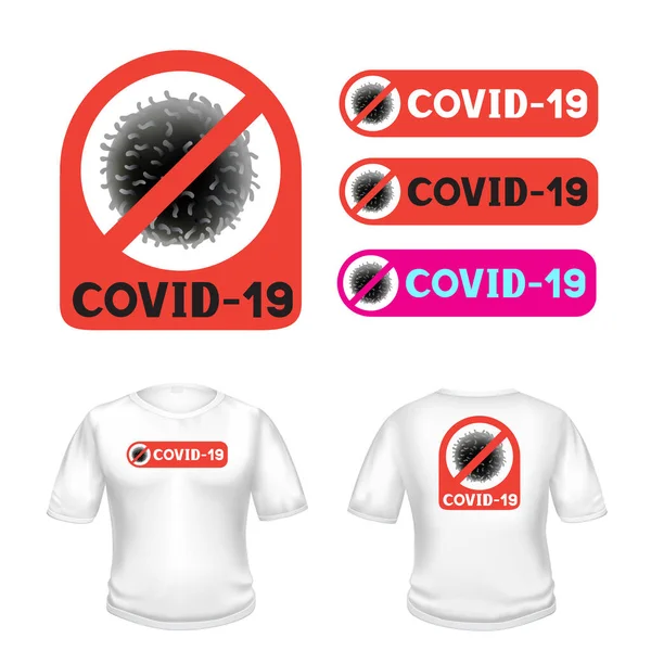 Covid-19 stop coronavirus t-shirt sticker — Wektor stockowy