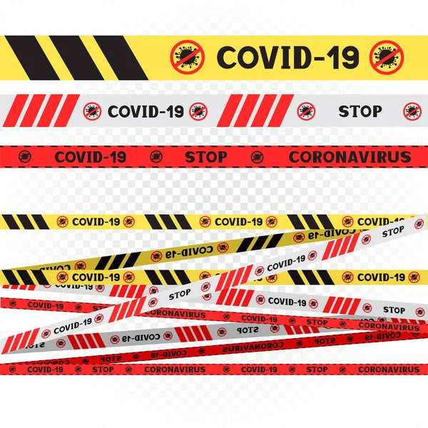 Coronavirus covid-19 do not cross line — Stock Vector