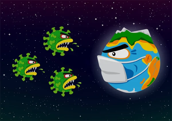Coronavírus ataca ilustração da Terra — Vetor de Stock