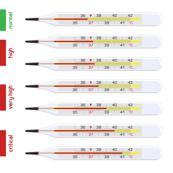 Thermomètre de température humaine réglé — Image vectorielle