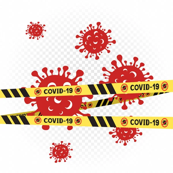 Covid-19 coronavírus atrás da fita —  Vetores de Stock
