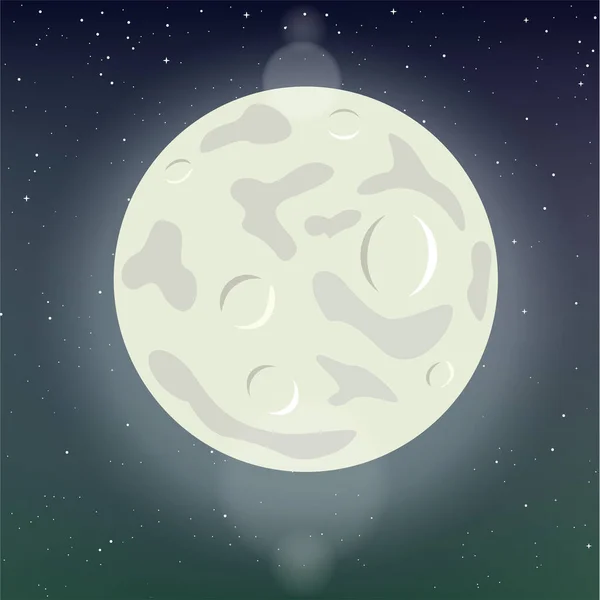 Månen mall på natten stjärnklar himmel — Stock vektor