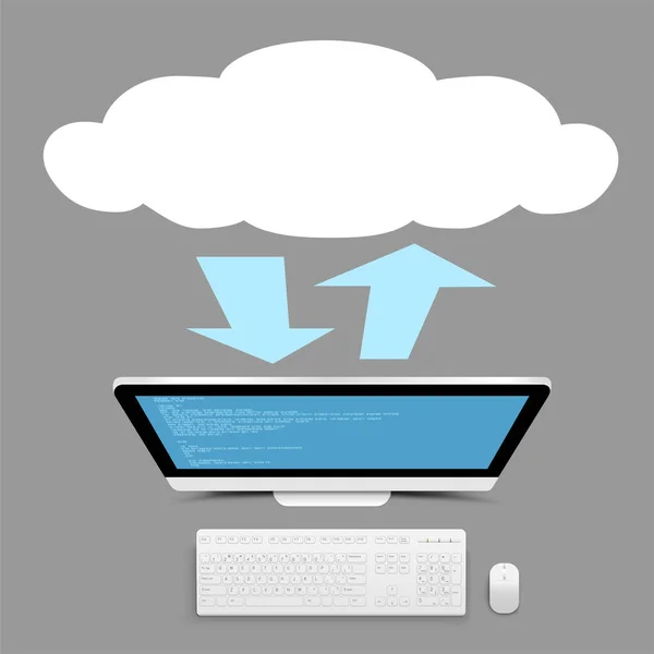 Computador serviço de troca de informações em nuvem — Vetor de Stock