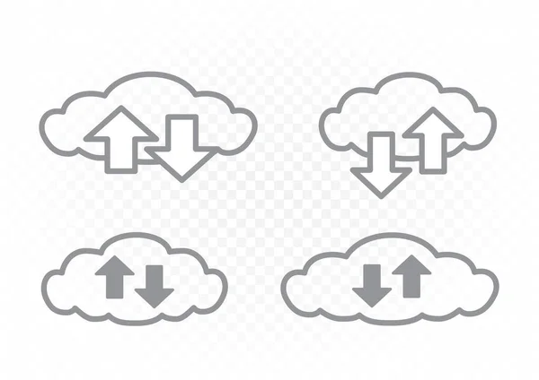 Troca de informações através do conjunto de ícones de nuvem — Vetor de Stock